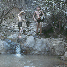 bathing in river